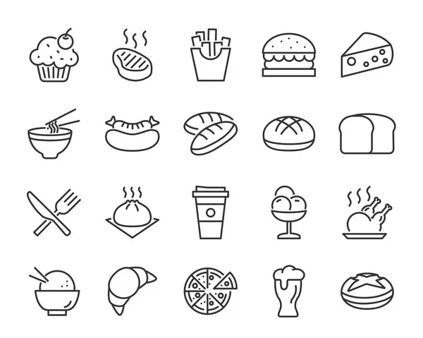 Набір Харчових Ікон Таких Хліб Ясо Картопля Сніданок Напої — стоковий вектор