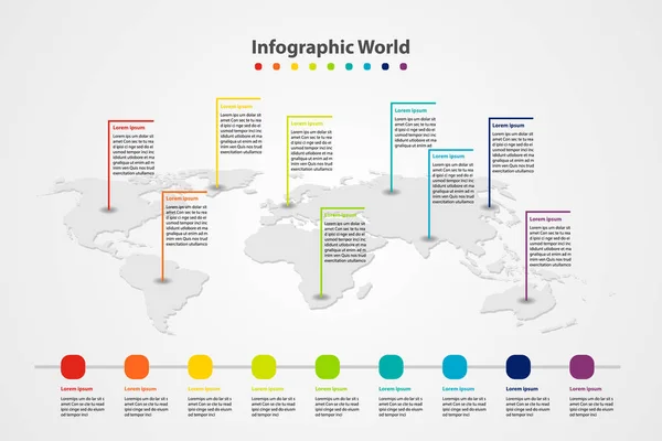 Infographic Country World Map International World Flags Continents Background — Stock Vector