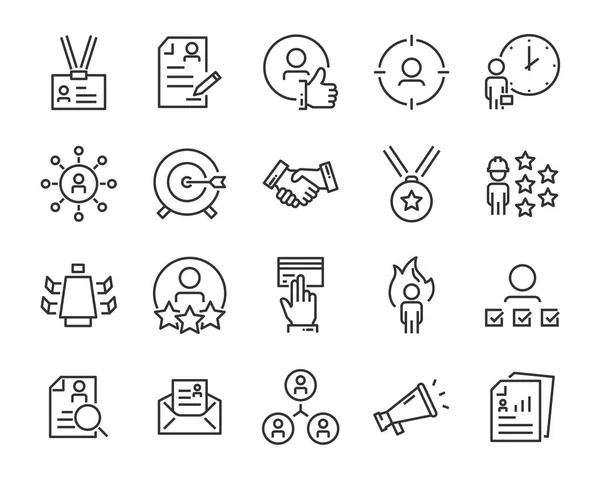 Conjunto Iconos Inserción Laboral Tales Como Trabajo Carrera Traning Negocio — Vector de stock