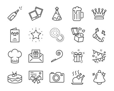 dizi kutlama simgeler, Hediyelik, yılbaşı, parti, şampanya gibi olay, Doğum günü