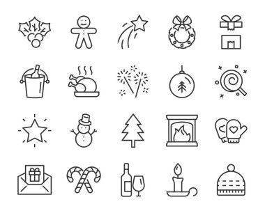 kutusu, Hediyelik, kış gibi chistmas satır simgeler kümesi