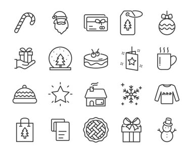 kutusu, Hediyelik, kış gibi chistmas satır simgeler kümesi