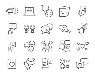 soru, İnceleme, test, app, emoji, anket gibi geri bildirim satırı simgeler kümesi
