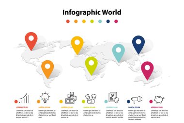 Dünya harita öğesi Infographic, infochart iş bilgi simgesi