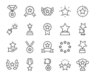 kutlama, başarı, zafer, ışıltı, ödül, prim gibi yıldız simgeler kümesi