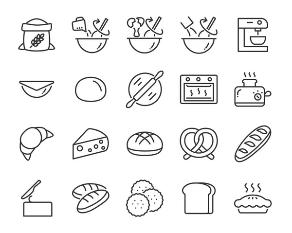 Set Bake Icons Baking Mix Dough Bread Pie Food — Stock Vector