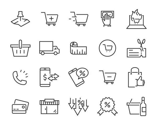 Set Shopping Icons Delivery Commerce Service Price Pay Sale — Stock Vector