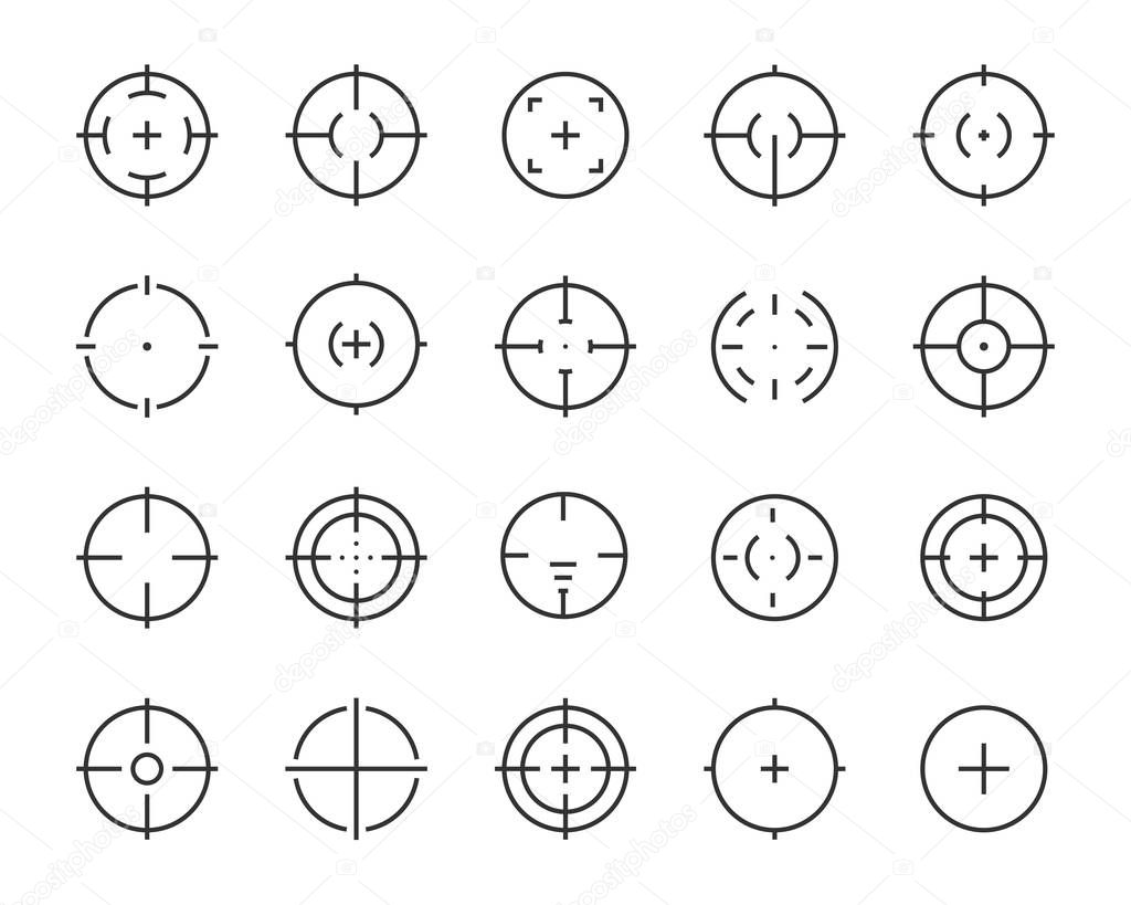 set of target line icons such as aim, hunting, accuracy