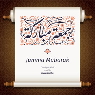 Parşömen rulo veya antik parşömen jumma Mübarek kaligrafi