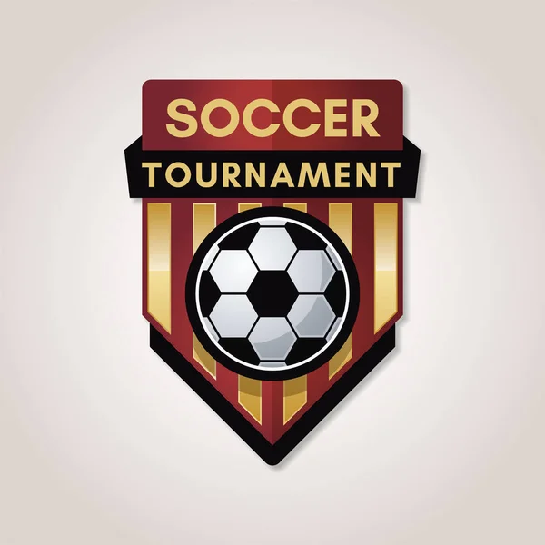 Badge de soccer ou de football doré avec combinaison d'étoiles d'or noir et rouge — Image vectorielle