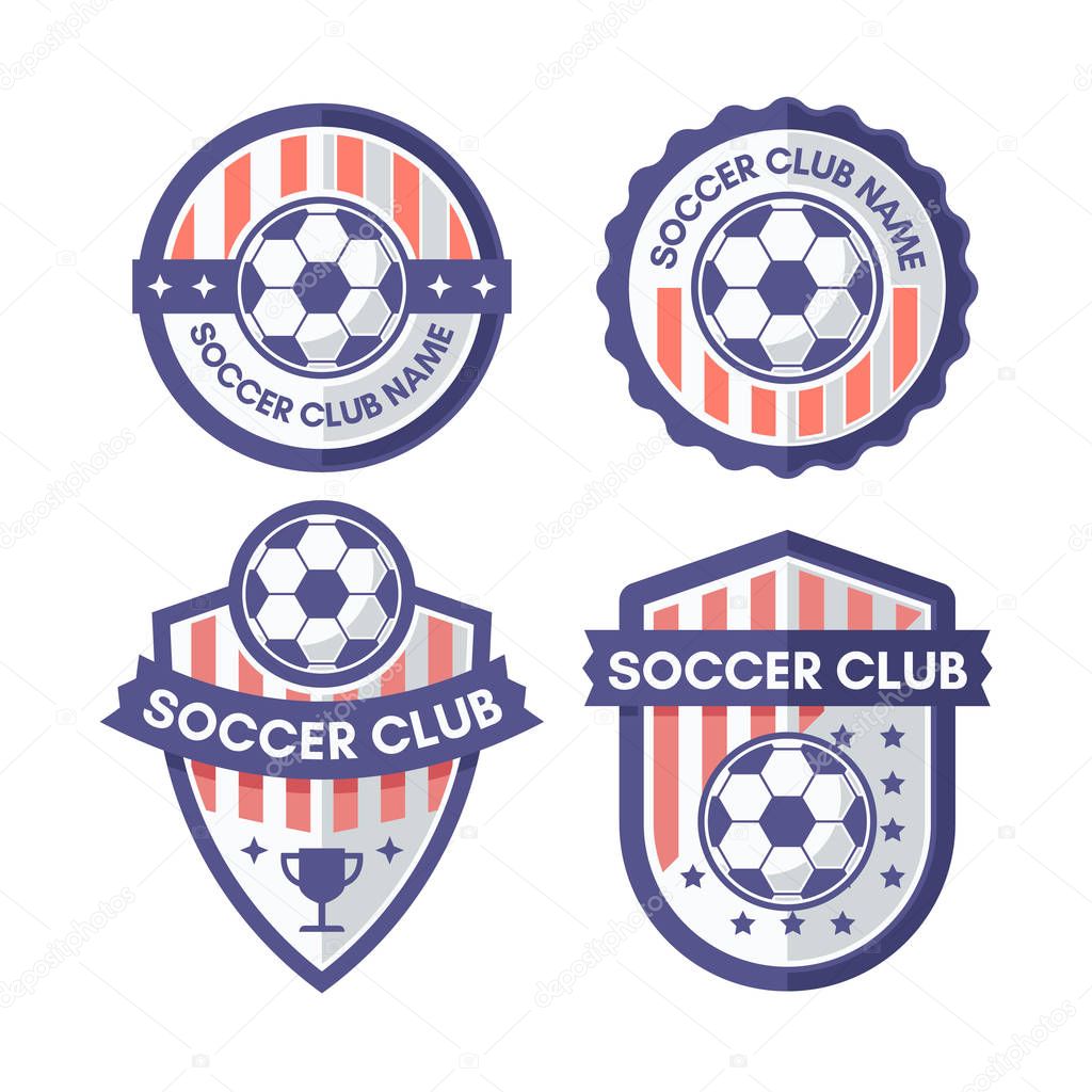 Flat simple modern Soccer or Football badge collection.