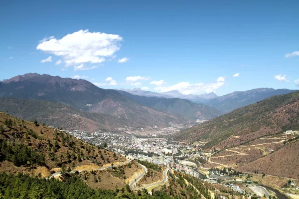 Winding Curved Asphalt Road Hill View Thimphu City Bhutan — Stock Photo, Image