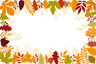 Renkli yapraklarla arka planda kal. Sonbahar yaprakları çerçevesi. 