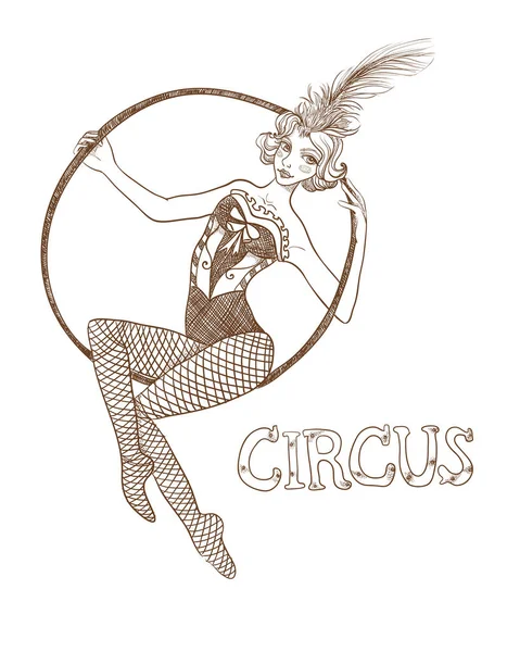 Gymnaste Cirque Belle Fille Costume Cirque Illustration Vectorielle Sur Fond — Image vectorielle