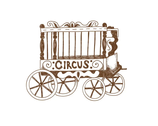 Une Caravane Cirque Illustration Vectorielle Monochrome Sur Fond Blanc Isolé — Image vectorielle