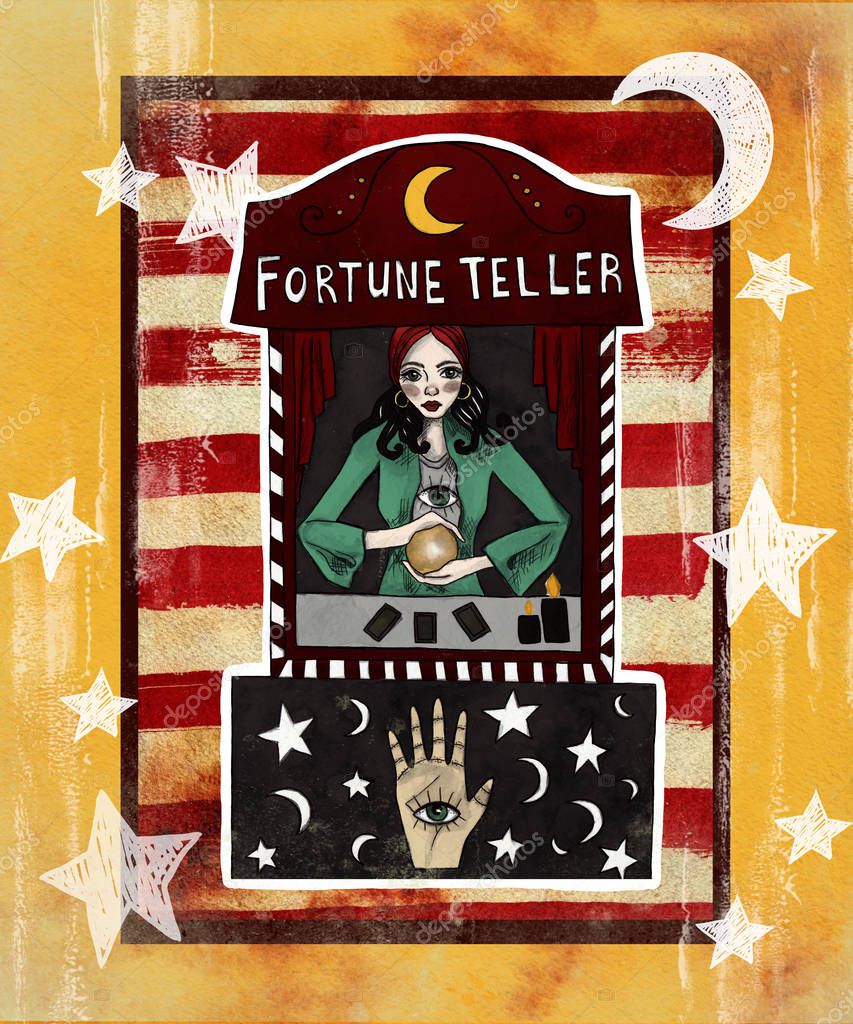 Fortune teller. Circus vintage poster