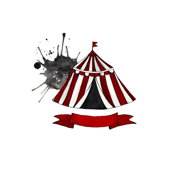 Logo Del Circo Sobre Fondo Blanco Aislado Tienda Mancha Acuarela —  Fotos de Stock