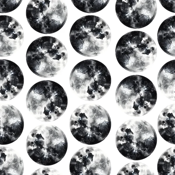 Wzór Akwarela Księżyców Białym Tle — Zdjęcie stockowe