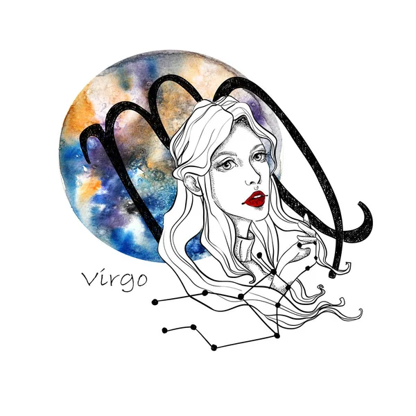 Zodiac Sign Virgo Beautiful Girl Planet Mercury Zodiac Constellation — Stock Photo, Image