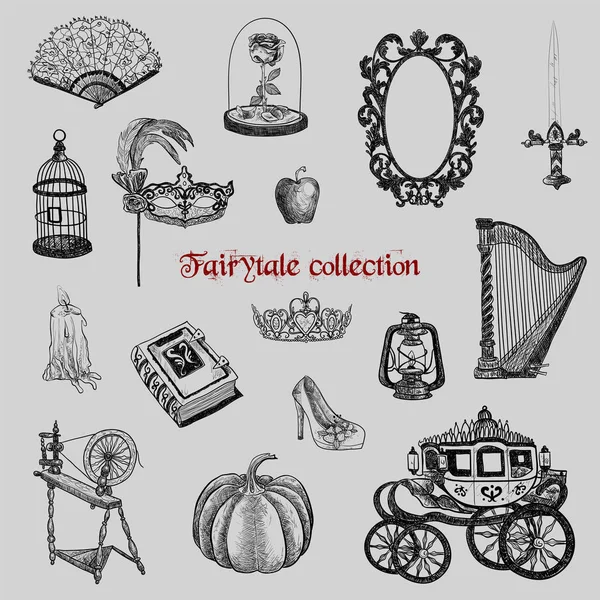 Fairytale Collection Set Magic Items Vector Graphic Illustration — Stock Vector