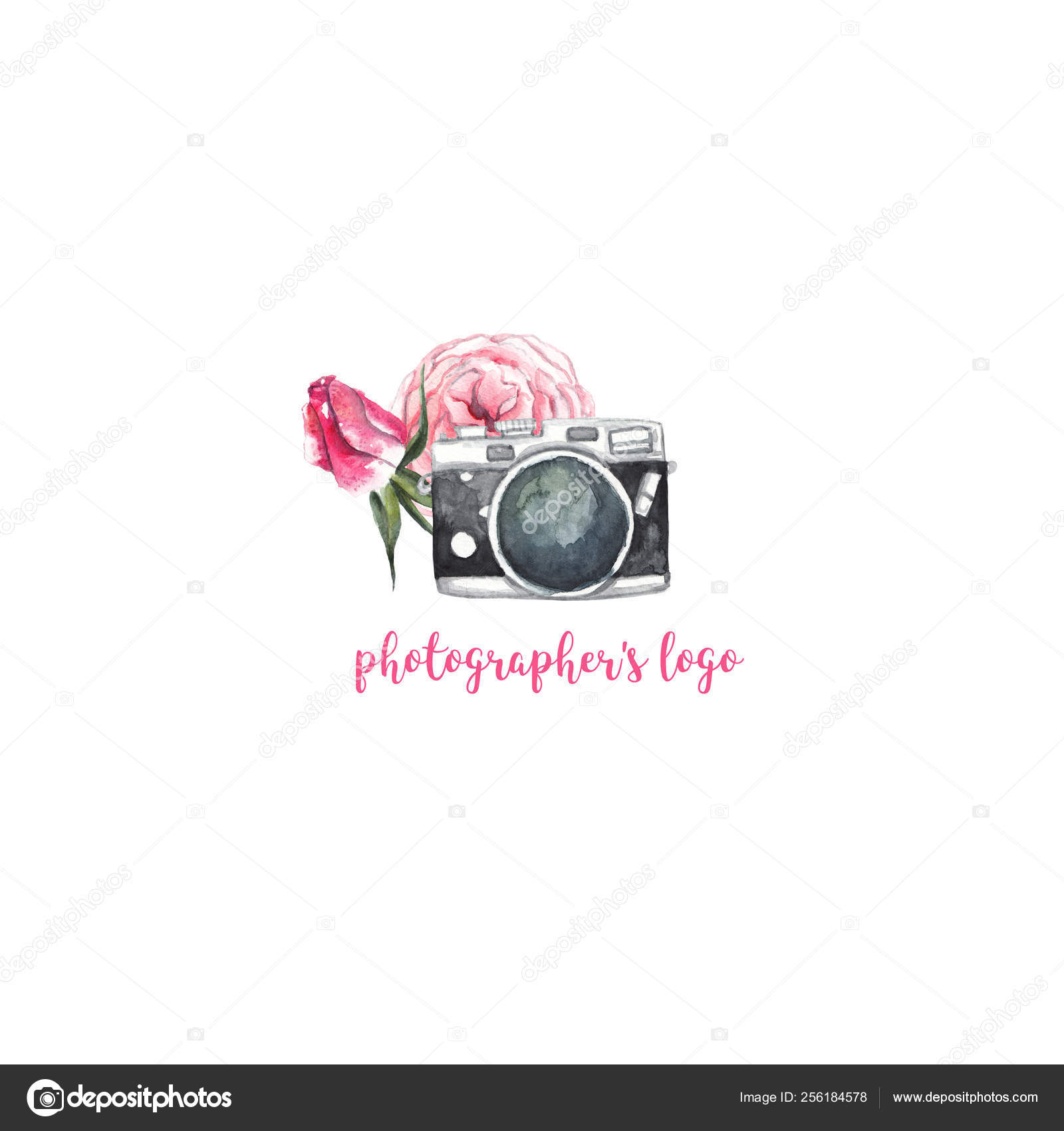 Fotograf Logo Hvid Isoleret Baggrund Smuk Akvarel Illustration Vintage Kamera Stock Foto C Loveless Liza Mail Ru 256184578
