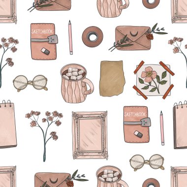 Sanat ile Seamless Modeli sağlayan beyaz arka plan üzerinde