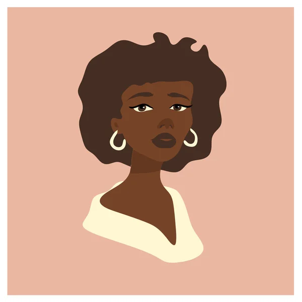 Beautiful African Woman Vector Abstract Portrait — Stock Vector