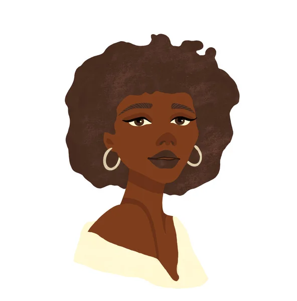 Krásná Afričanka Ručně Kreslený Abstraktní Portrét Bílém Izolovaném Pozadí — Stock fotografie