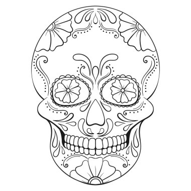 Gün çiçek süsleme ile Dead kafatası. Meksika şeker kafatası. Vektör çizim