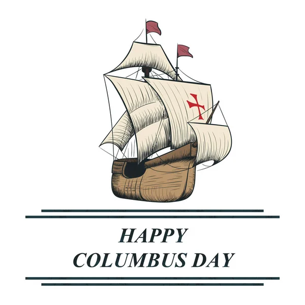 Šťastný Den Columbus Ručně Kreslenou Vektorové Ilustrace — Stockový vektor