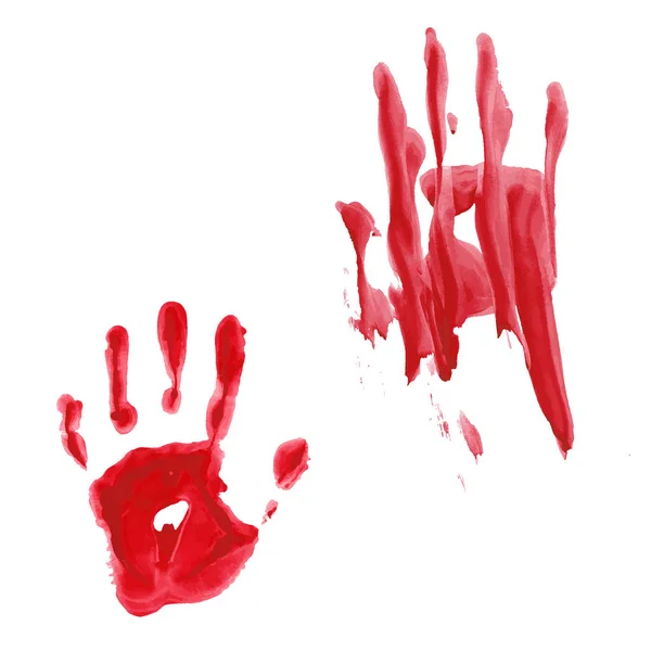 Bloody Hand Print Isolated White Background Vector Illustration — Stock Vector