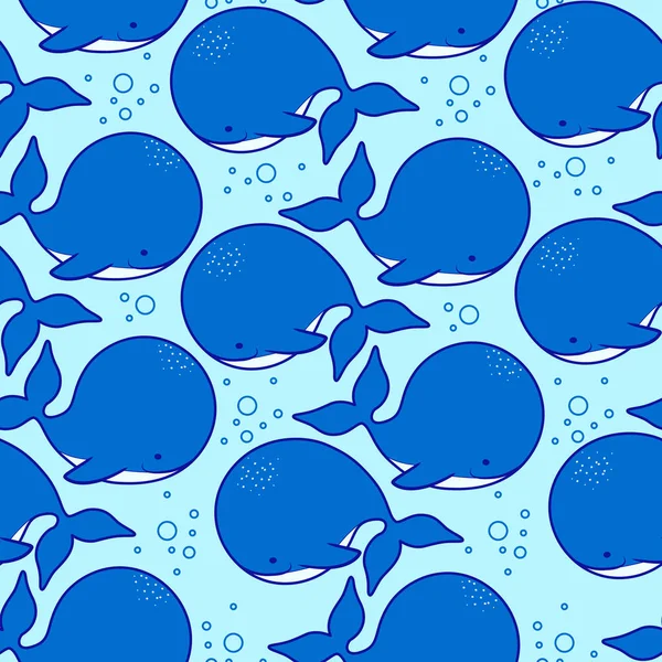 Cute Cartoon Whale Seamless Pattern Marine Collection Vector Illustration — Stock Vector