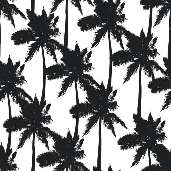 Palm Trees Seamless Pattern White Background Print Fabric Wallpaper Giftwrap — Stock Vector