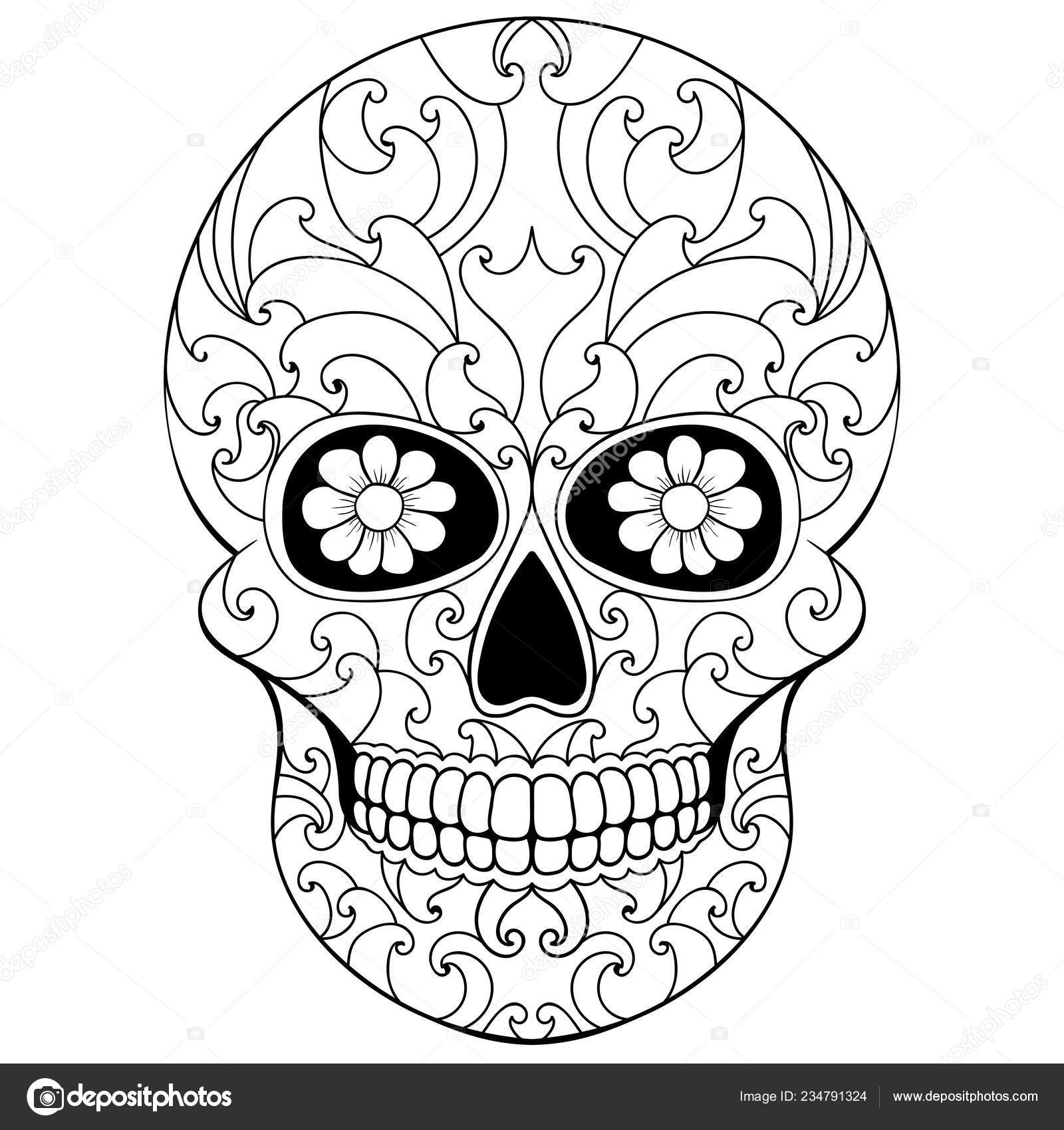 장식으로는 두개골의 하루입니다 멕시코 해골입니다 일러스트 스톡 벡터 - ©exit.near.gmail.com 234791324, image size:1600x1700