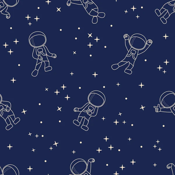 Seamless Pattern Astronauts Floating Space Vector Illustration — Stock Vector