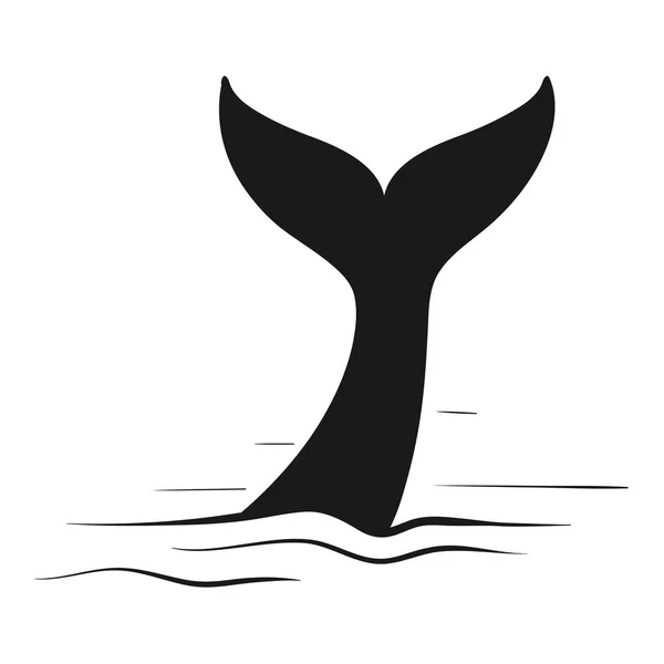 Whale Svans Scetch Vektorillustration — Stock vektor