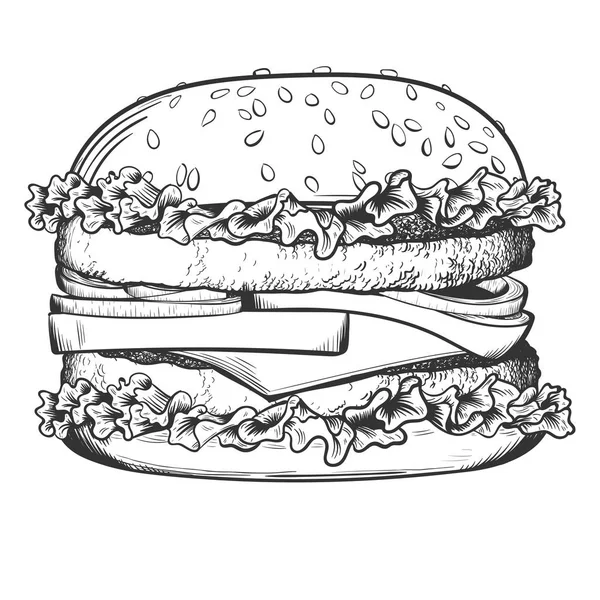 Burger beyaz zemin üzerine eskiz. Vektör çizim