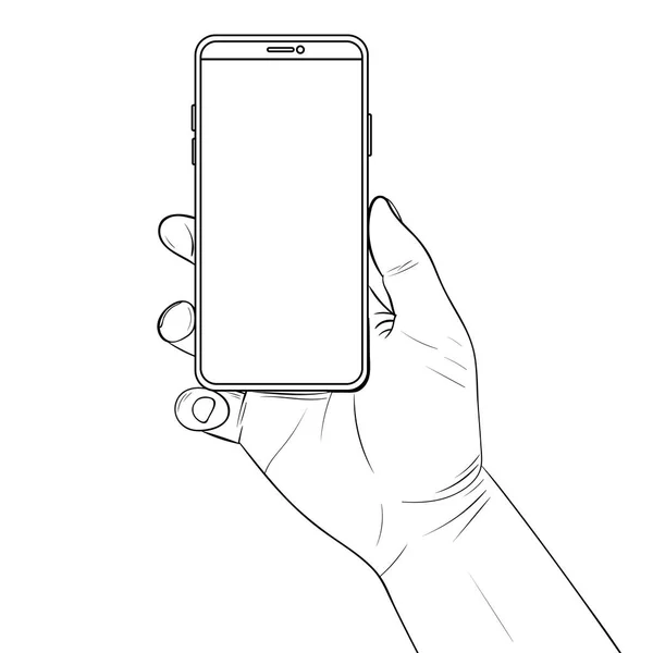 Une Main Tient Smartphone Illustration Vectorielle — Image vectorielle
