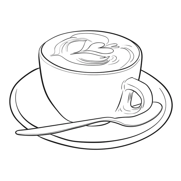 Taza Boceto Café Sobre Fondo Blanco Ilustración Vectorial — Archivo Imágenes Vectoriales