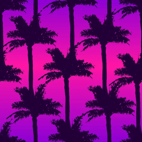 Palm Trees Seamless Pattern Gradient Background Print Fabric Wallpaper Giftwrap — Stock Vector
