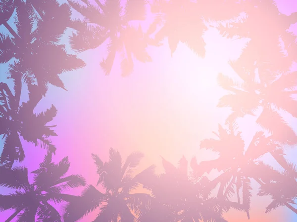 Fondo Con Silueta Palmeras Amanecer Tropical Ilustración Vectorial — Vector de stock