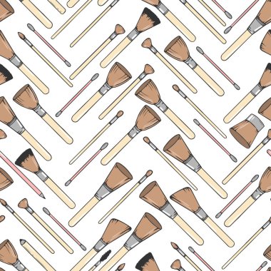 Doodle tarzında elle çizilmiş çeşitli fırçalar ile dikişsiz desen. Vektör çizimi