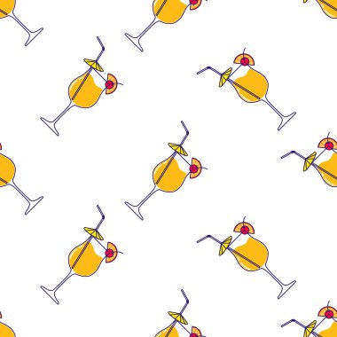 Alkolik kokteyl ile kusursuz bir düzen - tekila gündoğumu. Vektör illüstrasyonu