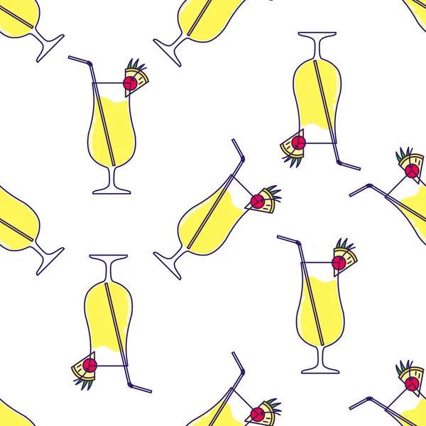 Naadloos Patroon Met Alcoholische Cocktail Pina Colada Vectorillustratie — Stockvector