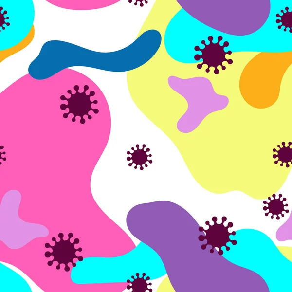 Patrón Inconsútil Colorido Con Moléculas Coronavirus Ilustración Vectorial — Vector de stock