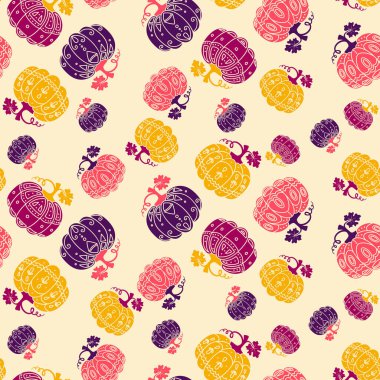 Süslü balkabağı şekilli kusursuz desen. Vektör illüstrasyonu