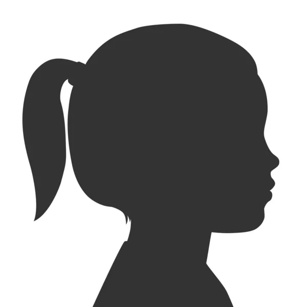 Silhouette Visage Enfant Petite Fille Décrit Bébé Profil Illustration Vectorielle — Image vectorielle