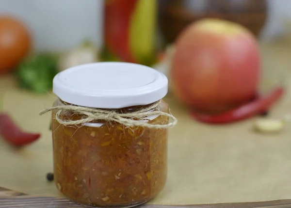 Sauces Bouteilles Sur Table — Photo