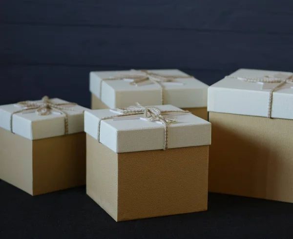 Подарункові Коробки Ручної Роботи Столі — стокове фото