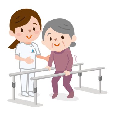 Üst düzey kadın Physiotheraphy içinde yürümeyi öğrenme